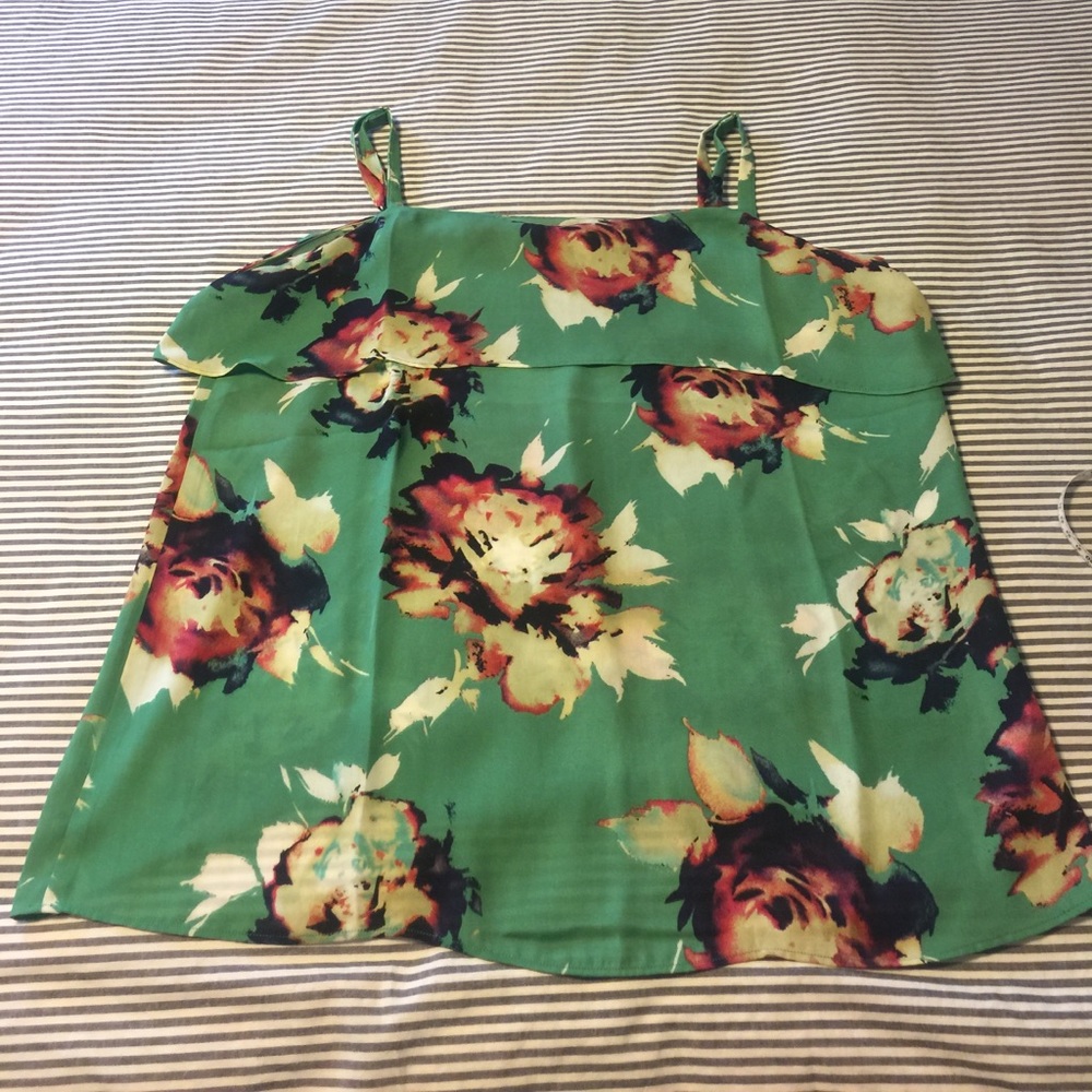 Cabi Bloom Cami Large Floral Pattern On Green